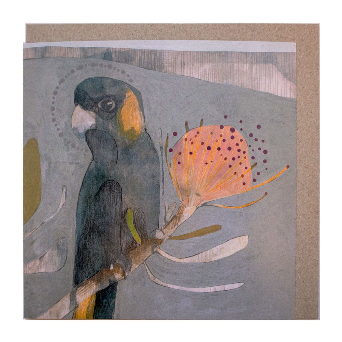 black cockatoo and protea (3) - card