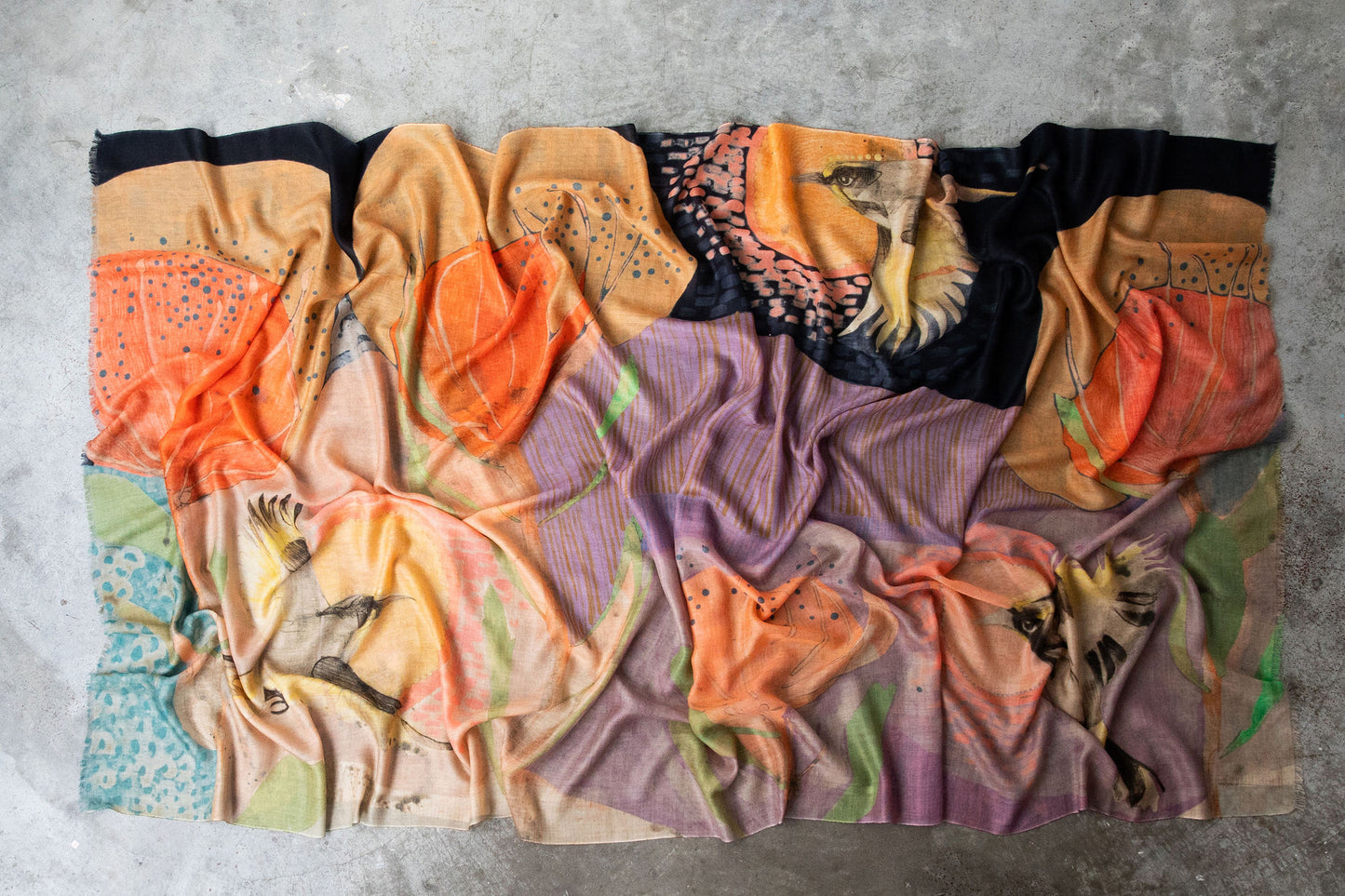 The Fluttering of Birds 🐦⬛ Cashmere Wool Scarf