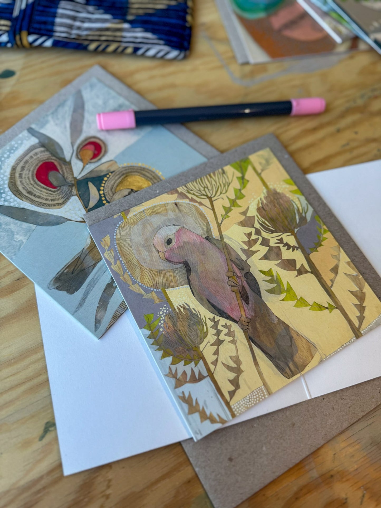 summer, galah and banksia baxteri - card