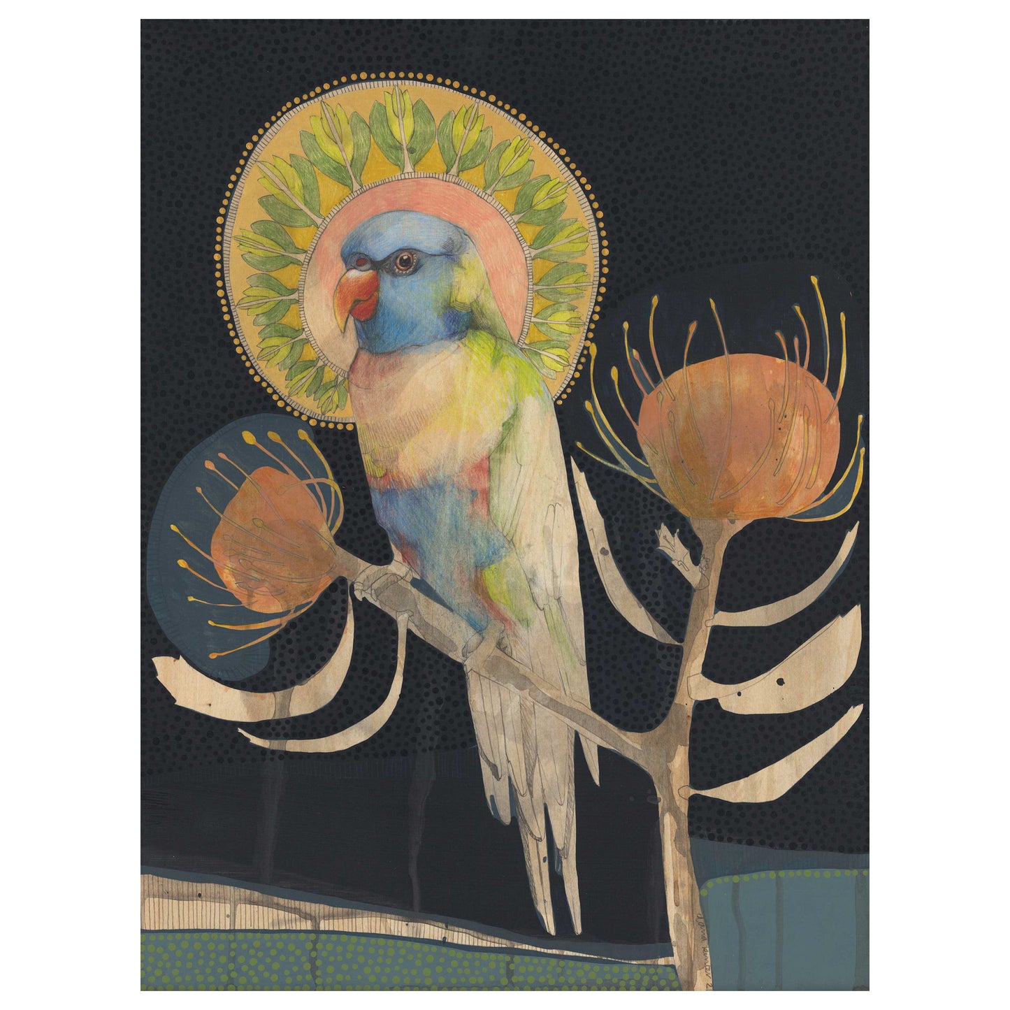 Rainbow Lorikeet and Pin Cushion - Edition Print