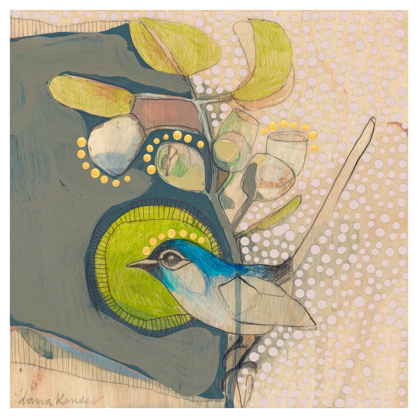 Blue Wren and Gum - mini print
