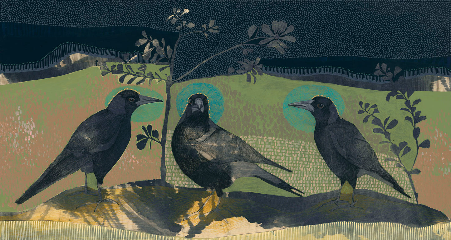 by your side, magpie and coastal banksia | print