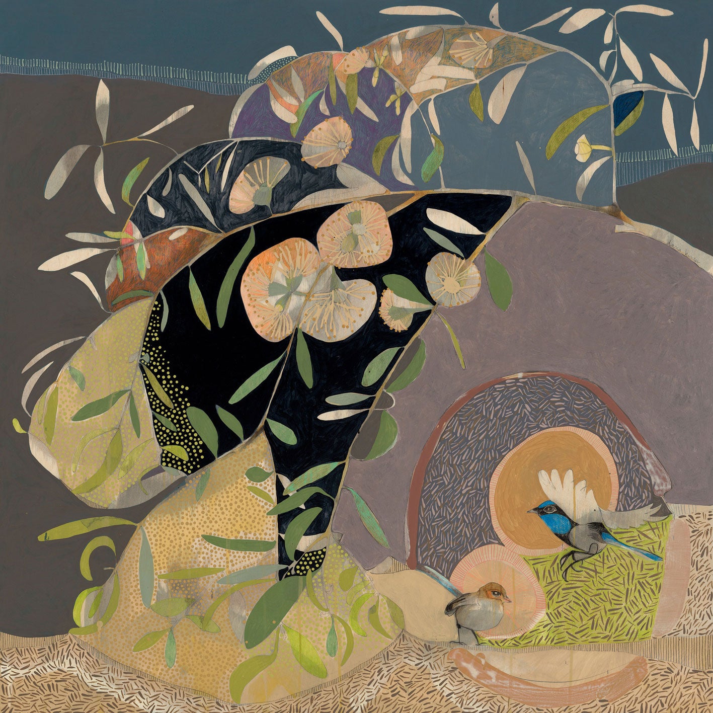 gentle growth, blue wren and eucalyptus | print