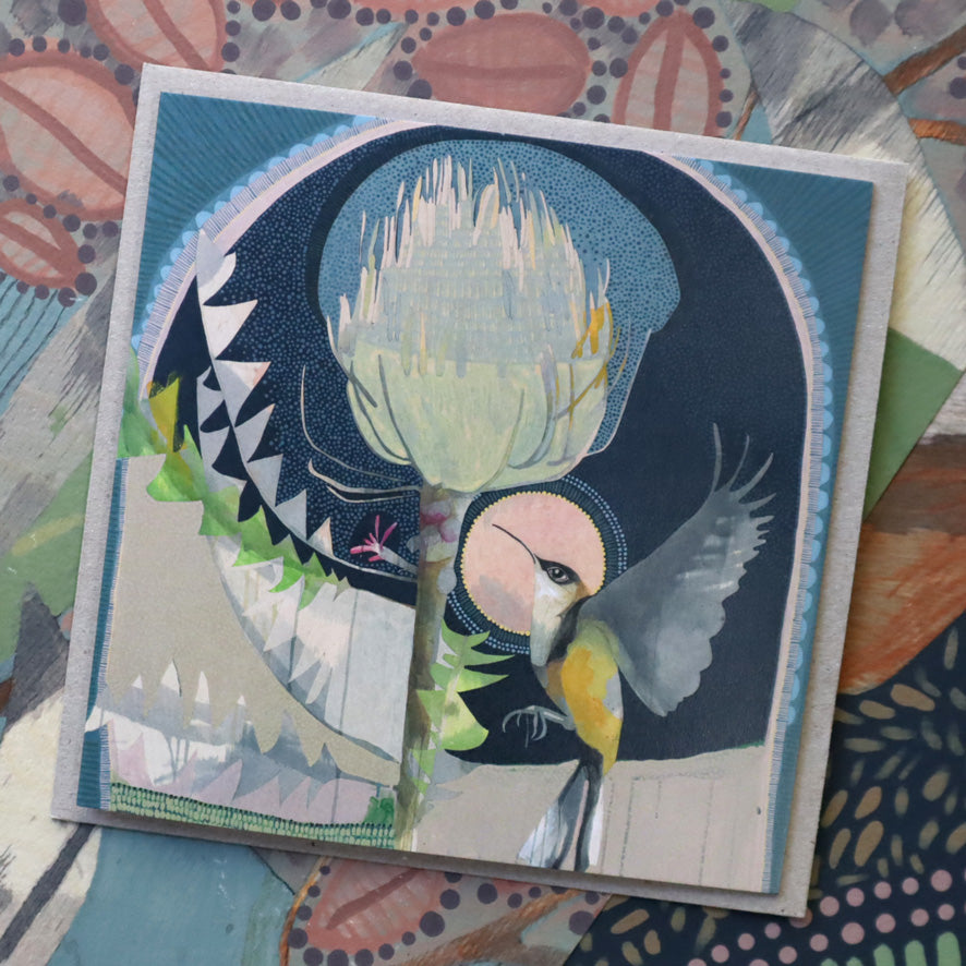 for you, a thousand times over - eastern spinebill and banksia | card