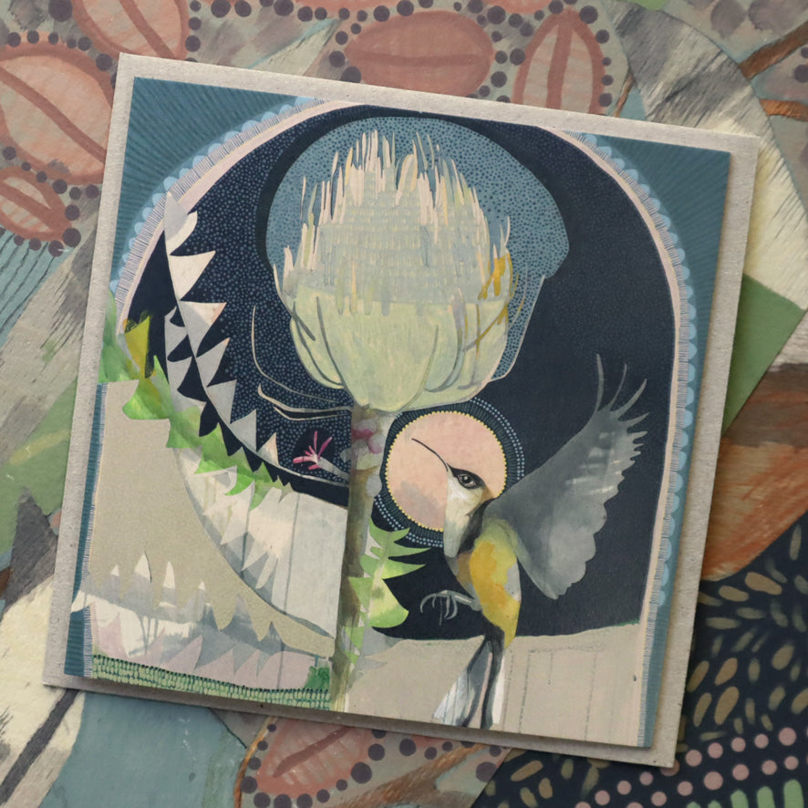 for you, a thousand times over, eastern spinebill and banksia - card