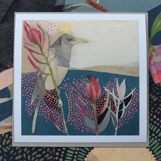 magpie and leucadendron - mini print