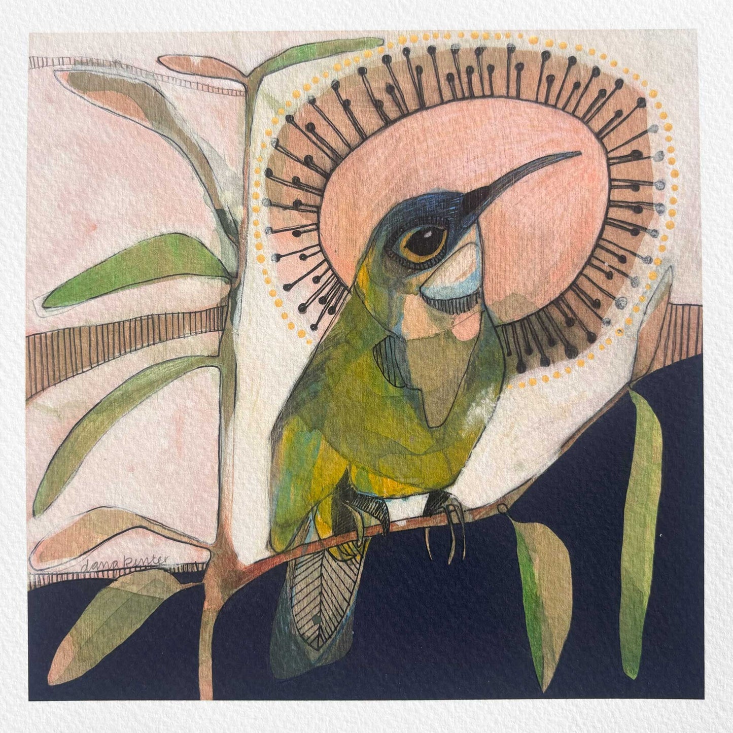 Eastern Spinebill and Eucalyptus - mini print