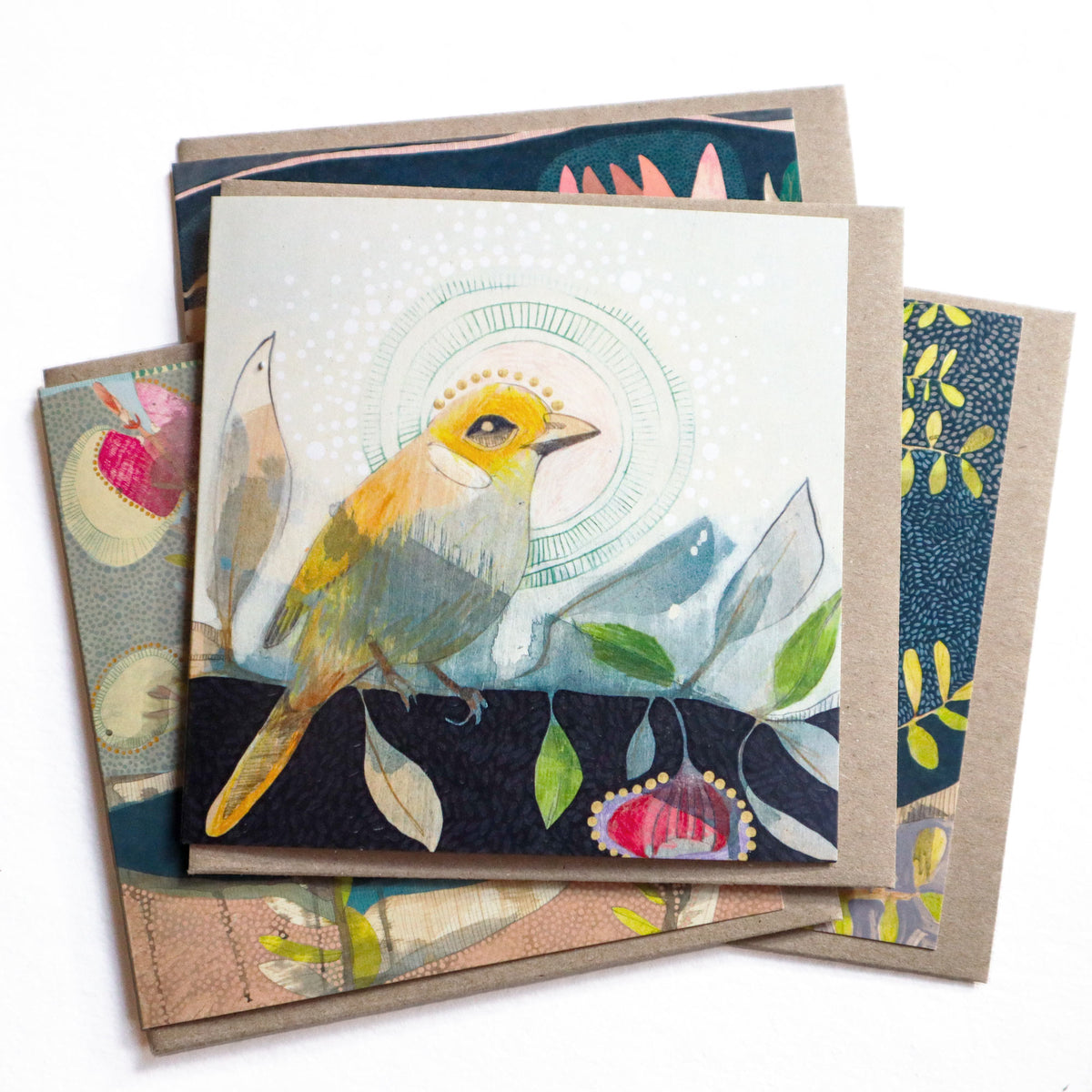 White Plumed Honeyeater and Silver Princess Eucalyptus - Card