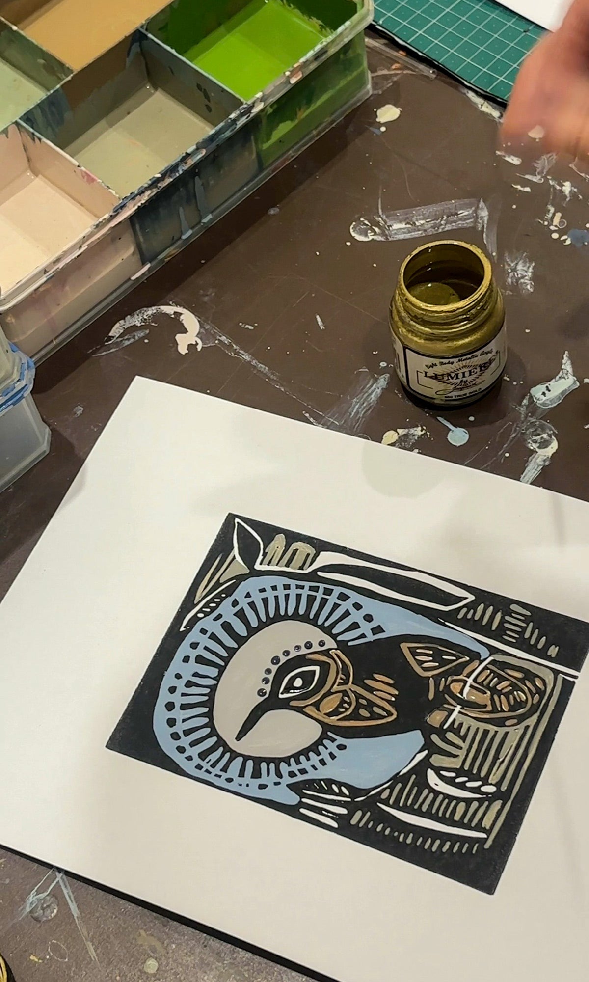 Eastern Spinebill Linocut 8