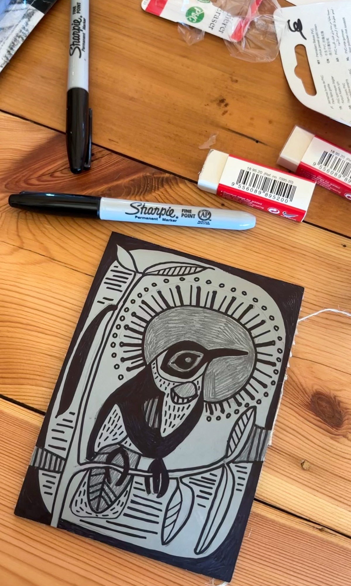 Eastern Spinebill Linocut 9
