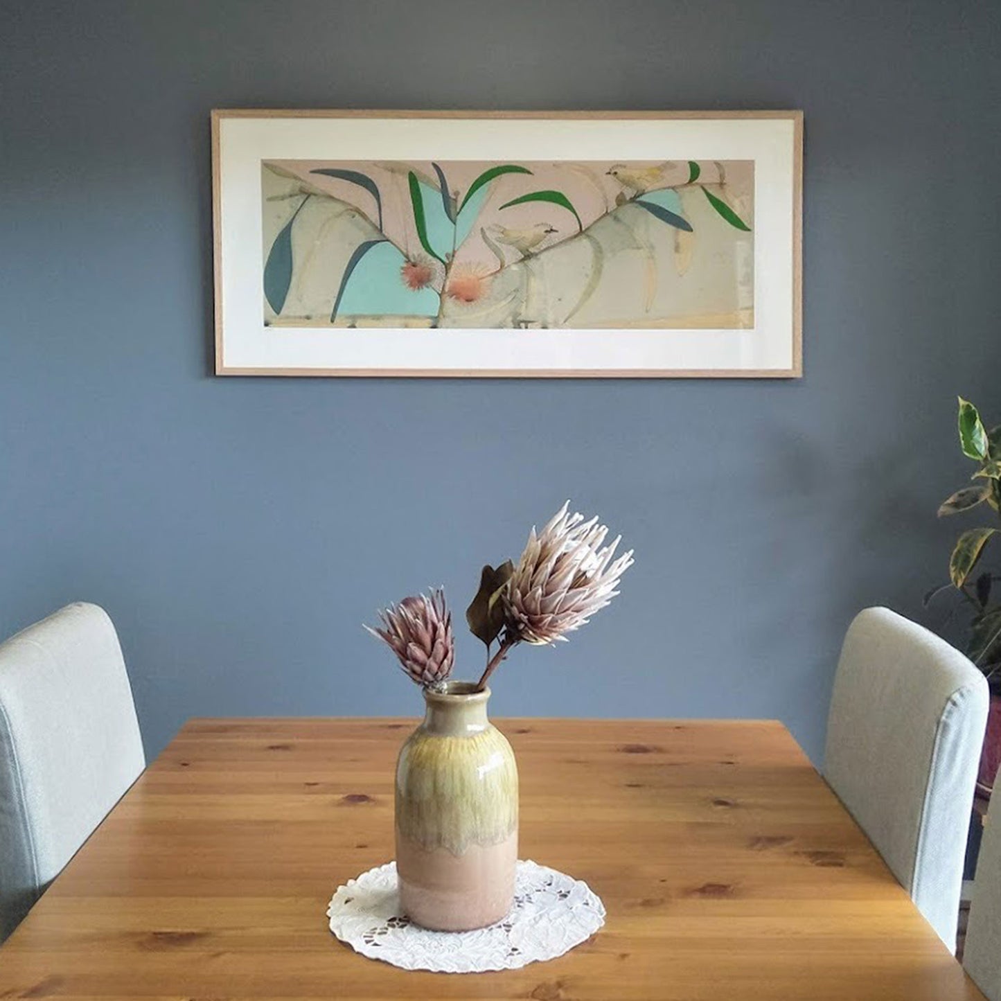 little silvereyes and hakea | print