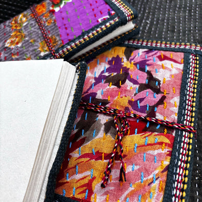 red/pink 🌷 kantha handmade notebook