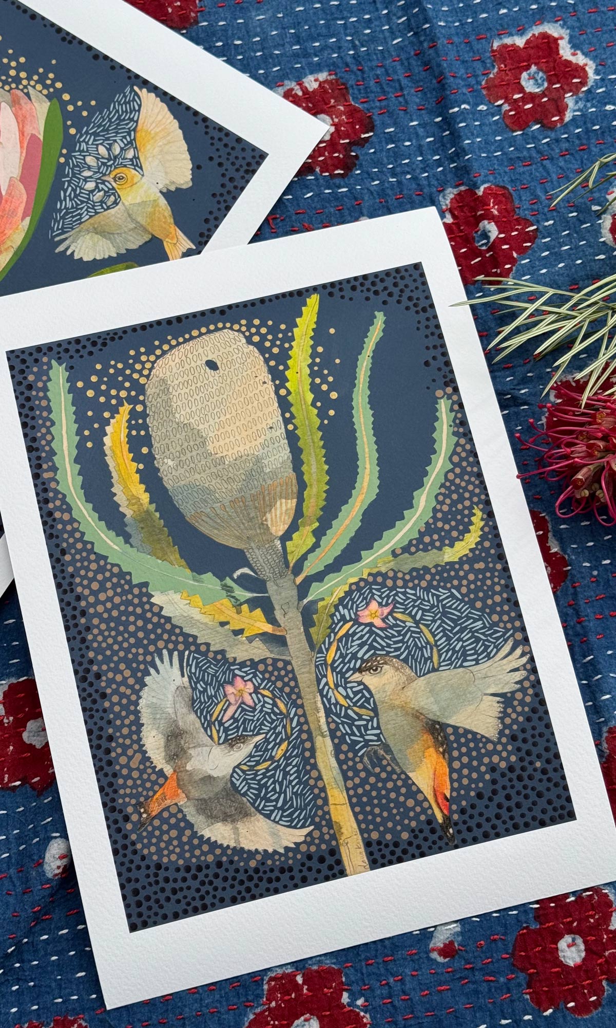 Striated Pardalote and Banksia Burdettii - Mini Print