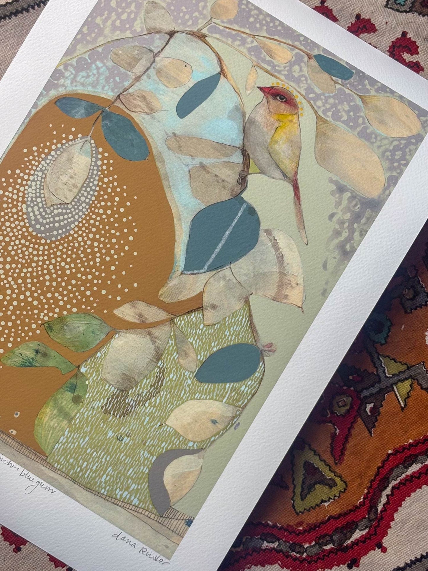 Red Backed Finch and Blue Gum (ii) - Edition Print