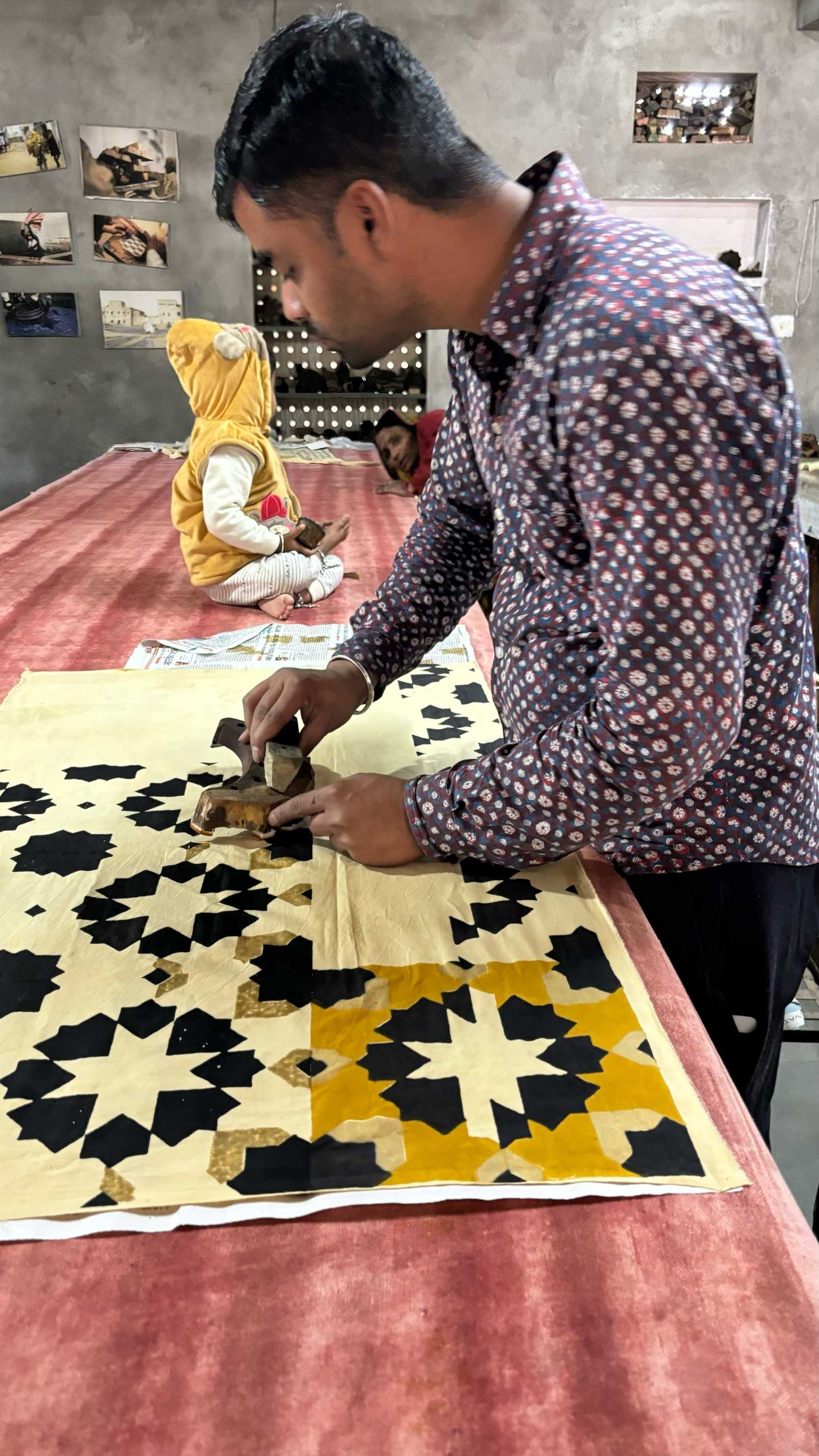 love threads, rajasthan hearts and stars ⭐️ bagru woodblock kantha print quilt