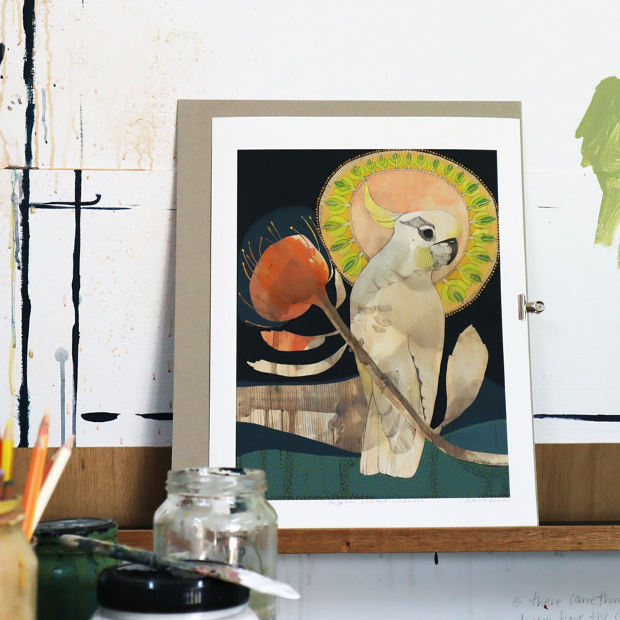 Sulphur Crested Cockatoo and Pin Cushion - Edition Print