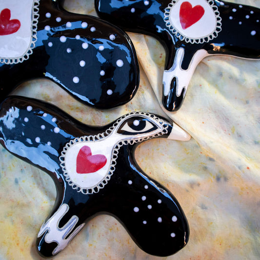 Mischief of Magpies (1) 🖤 Heart - Set of three wall hanging