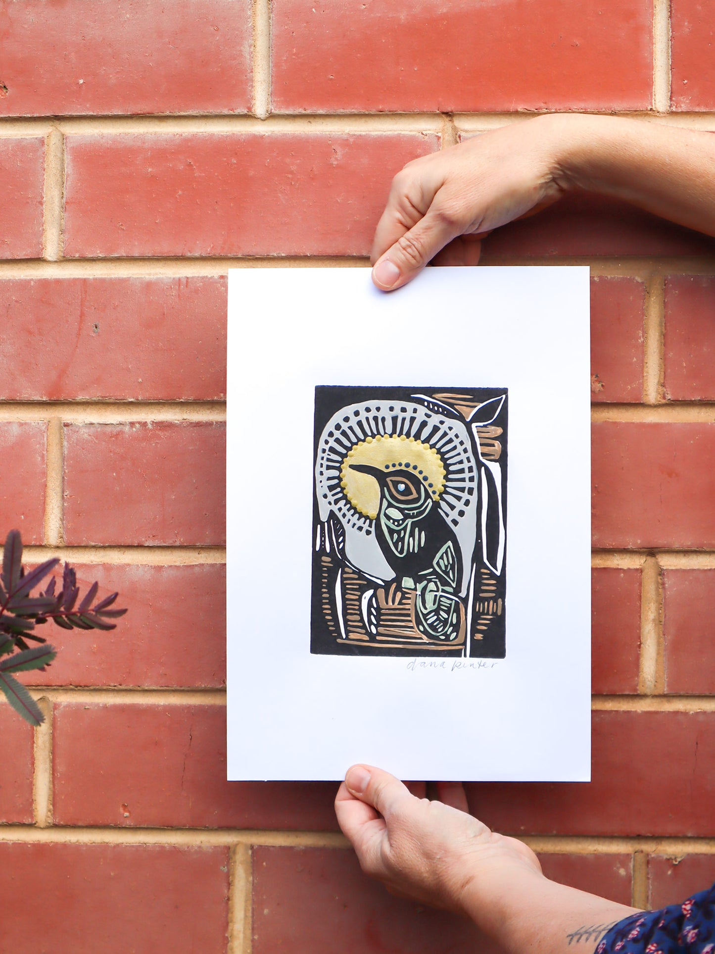 Eastern Spinebill Linocut 1