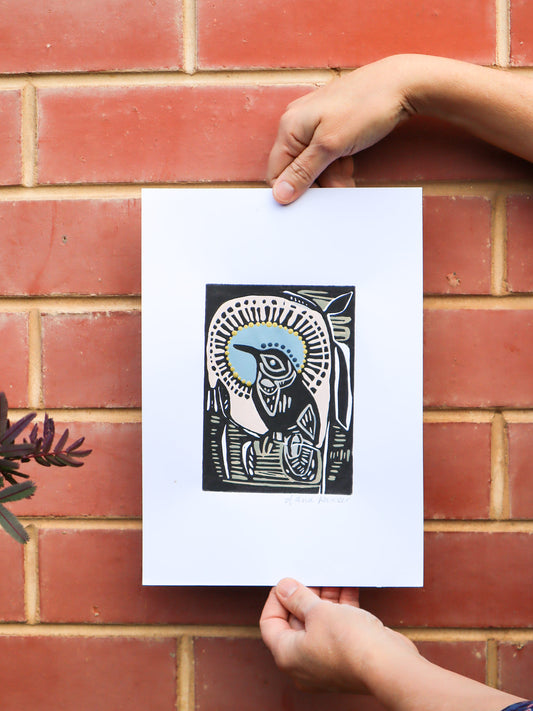 Eastern Spinebill Linocut 5