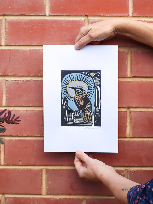 Eastern Spinebill Linocut 8