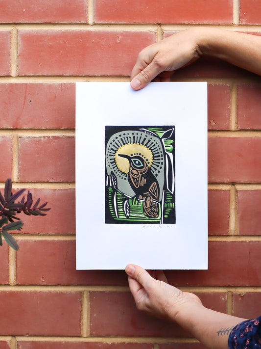Eastern Spinebill Linocut 9