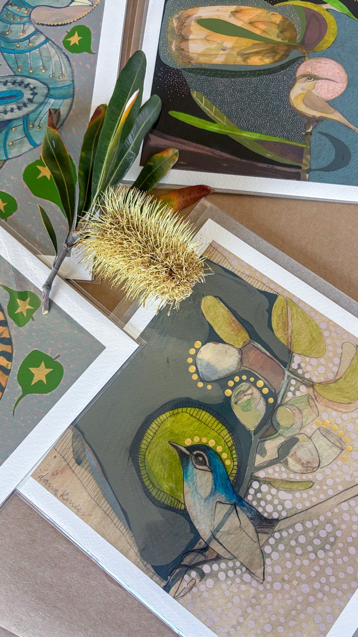 Blue Wren and Gum - mini print