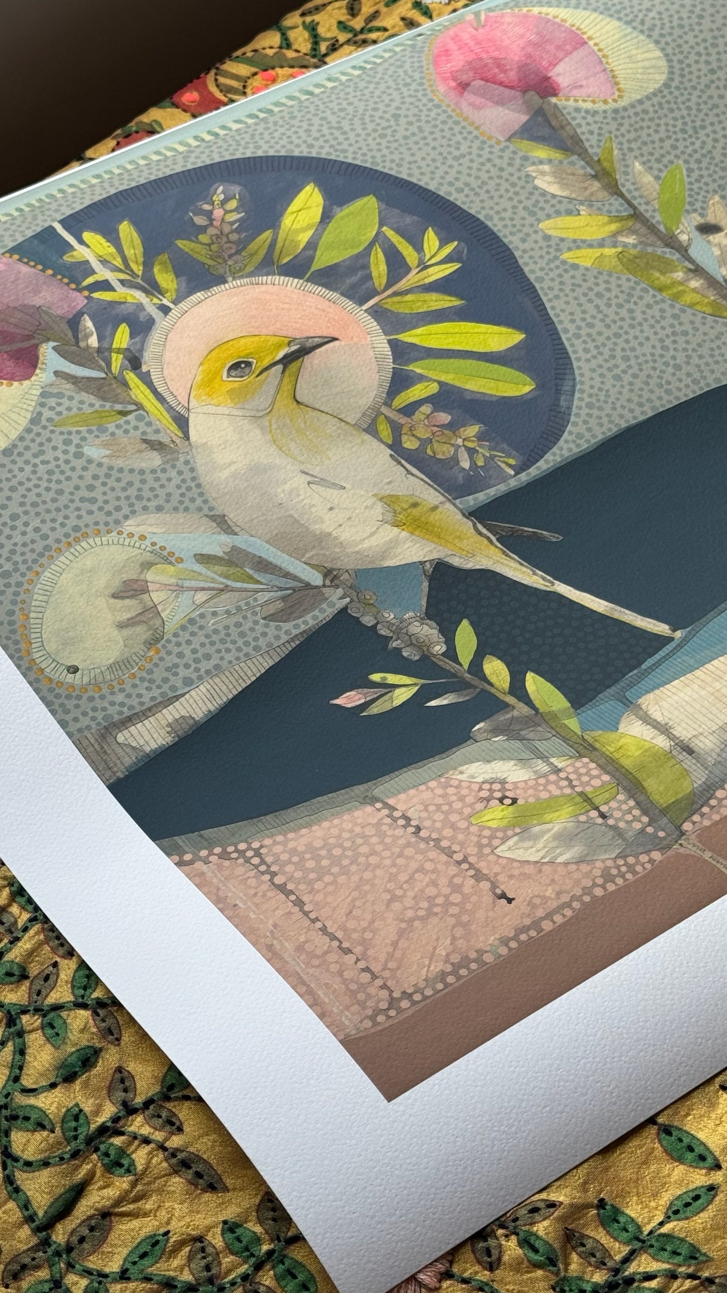 May Love Find You, White Plumed Honeyeater and Hot Pink Callistemon - Edition Print