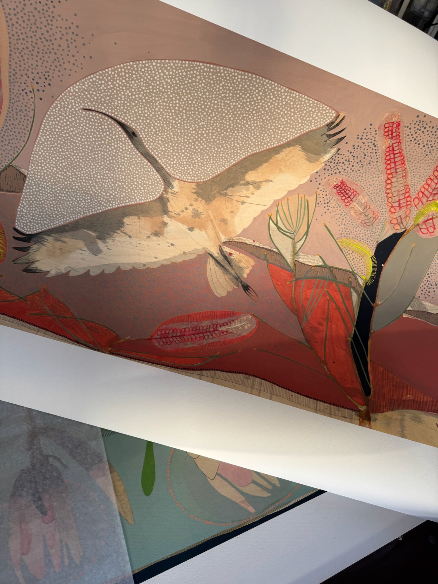 Sails on the Heart of the Wind, Sacred Ibis and Red Poker Hakea - Edition Print