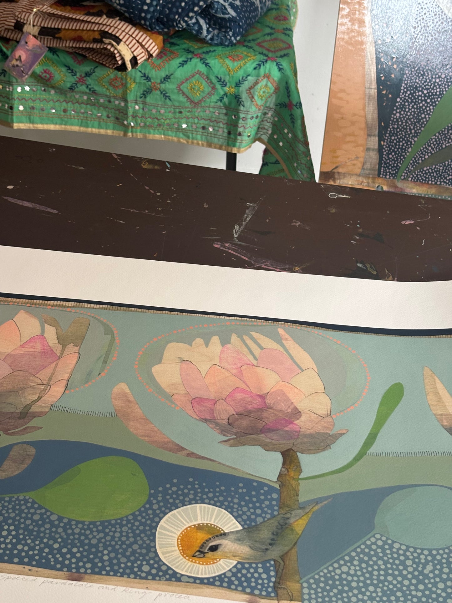 Spotted Pardalote and King Protea - Edition Print