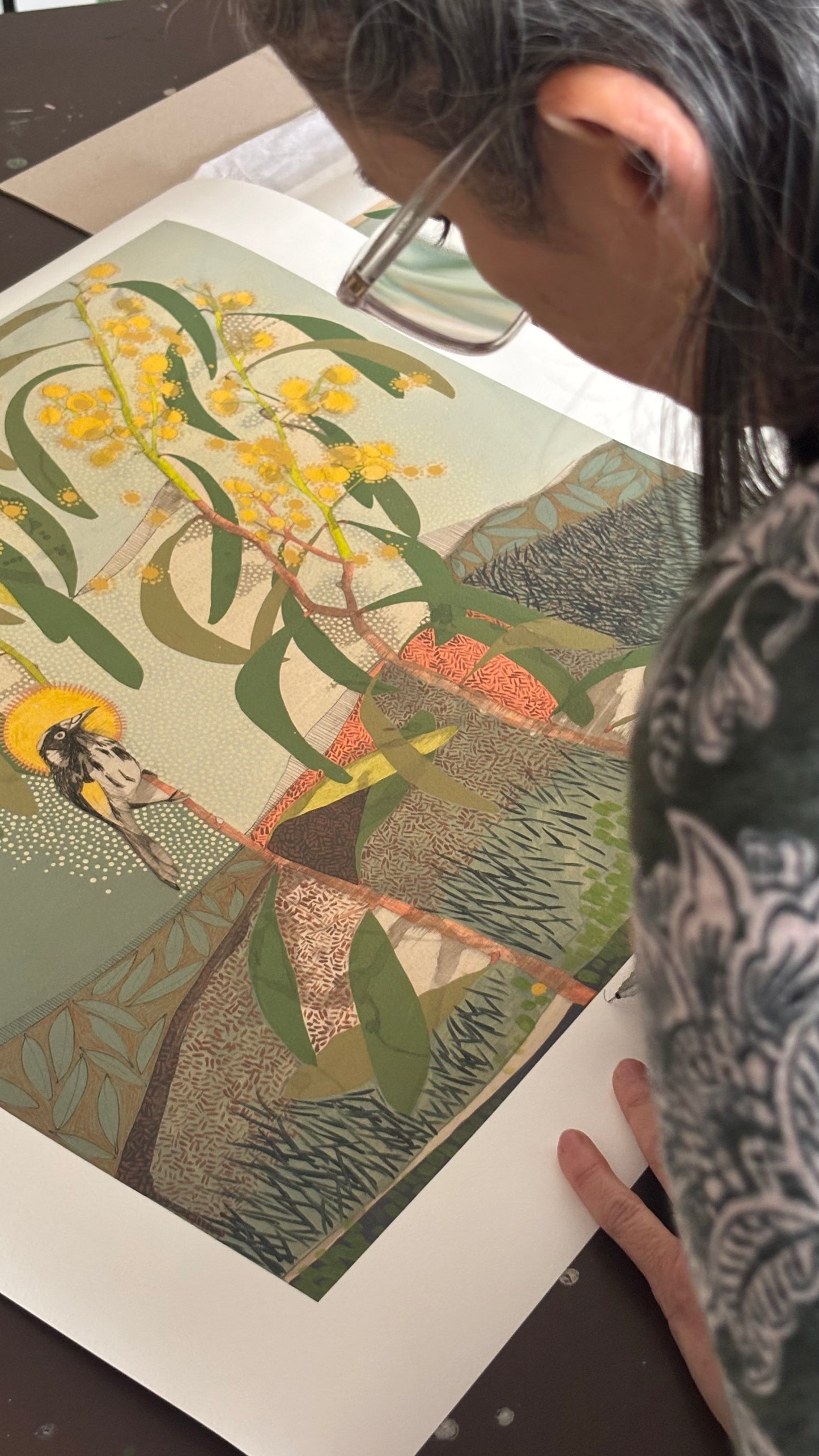 Locations of Memory, New Holland Honeyeater and Wattle - Edition Print