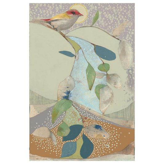 red backed finch and blue gum (i) - edition print