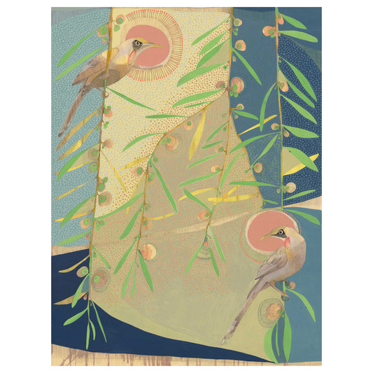 i whispered your name on the wind print - wattle and wattle birds - edition  print