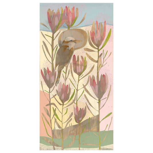 spring, laughing kookaburra and protea repens - edition print