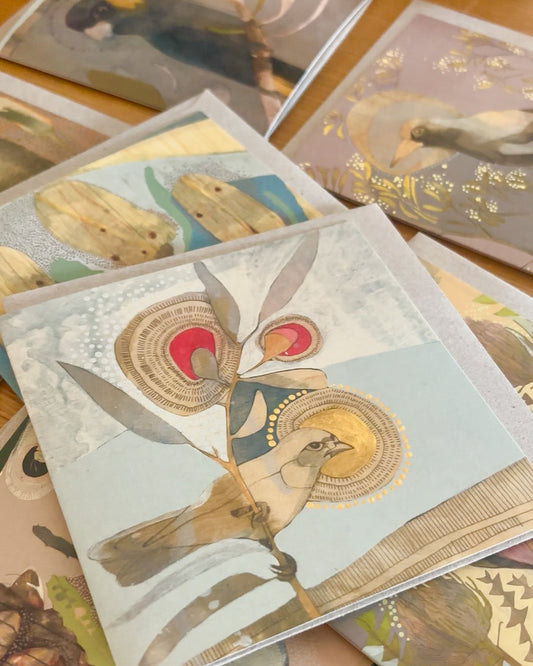 banded whiteface and eucalyptus - card