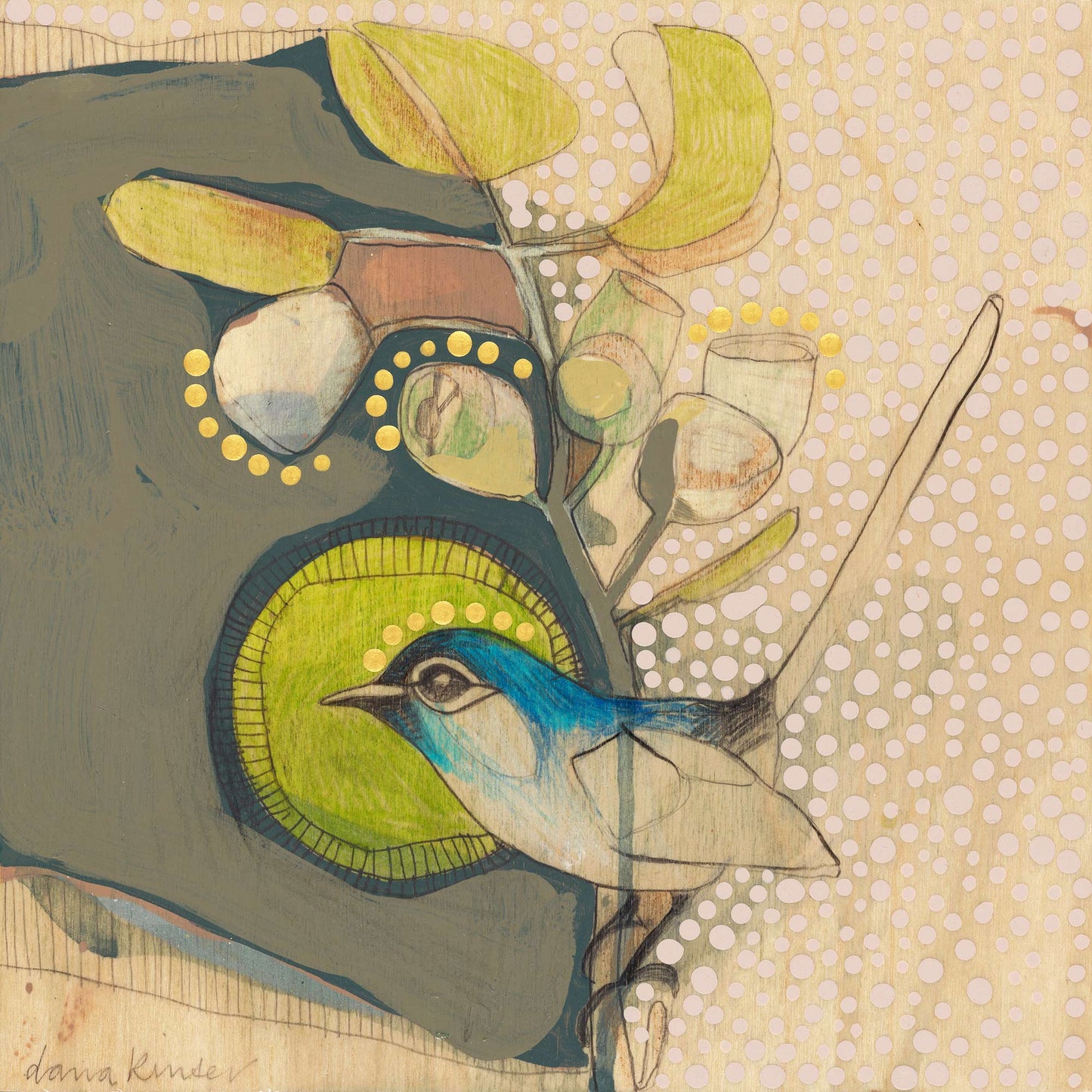 Blue Wren and Gum - Mini Print