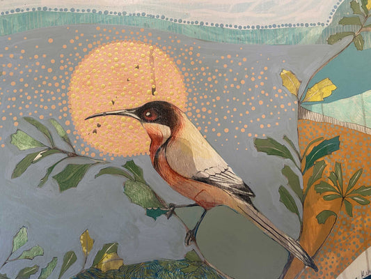 painting | i am calling you, eastern spinebill and banksia