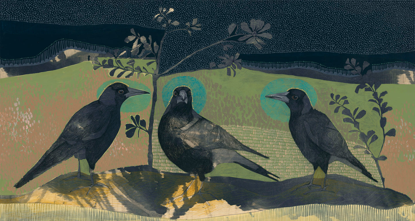 by your side, magpie and coastal banksia - edition print