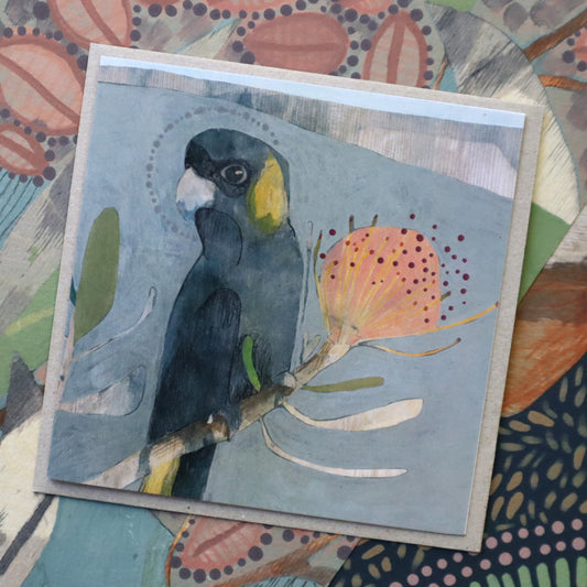 black cockatoo and protea (3) | card