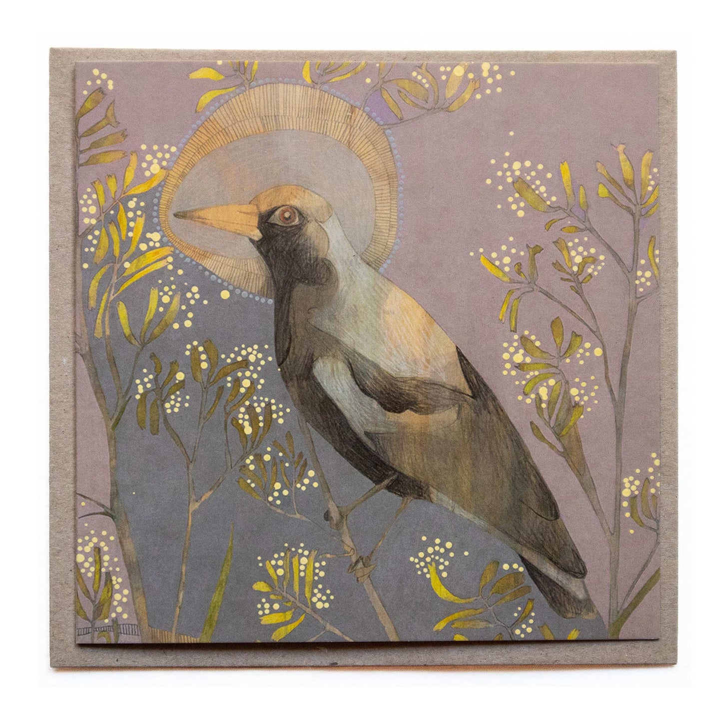 Winter, Magpie and Yellow Kangaroo Paw - Card