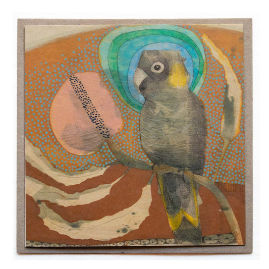 Yellow-tailed Black Cockatoo and Banksia - Card