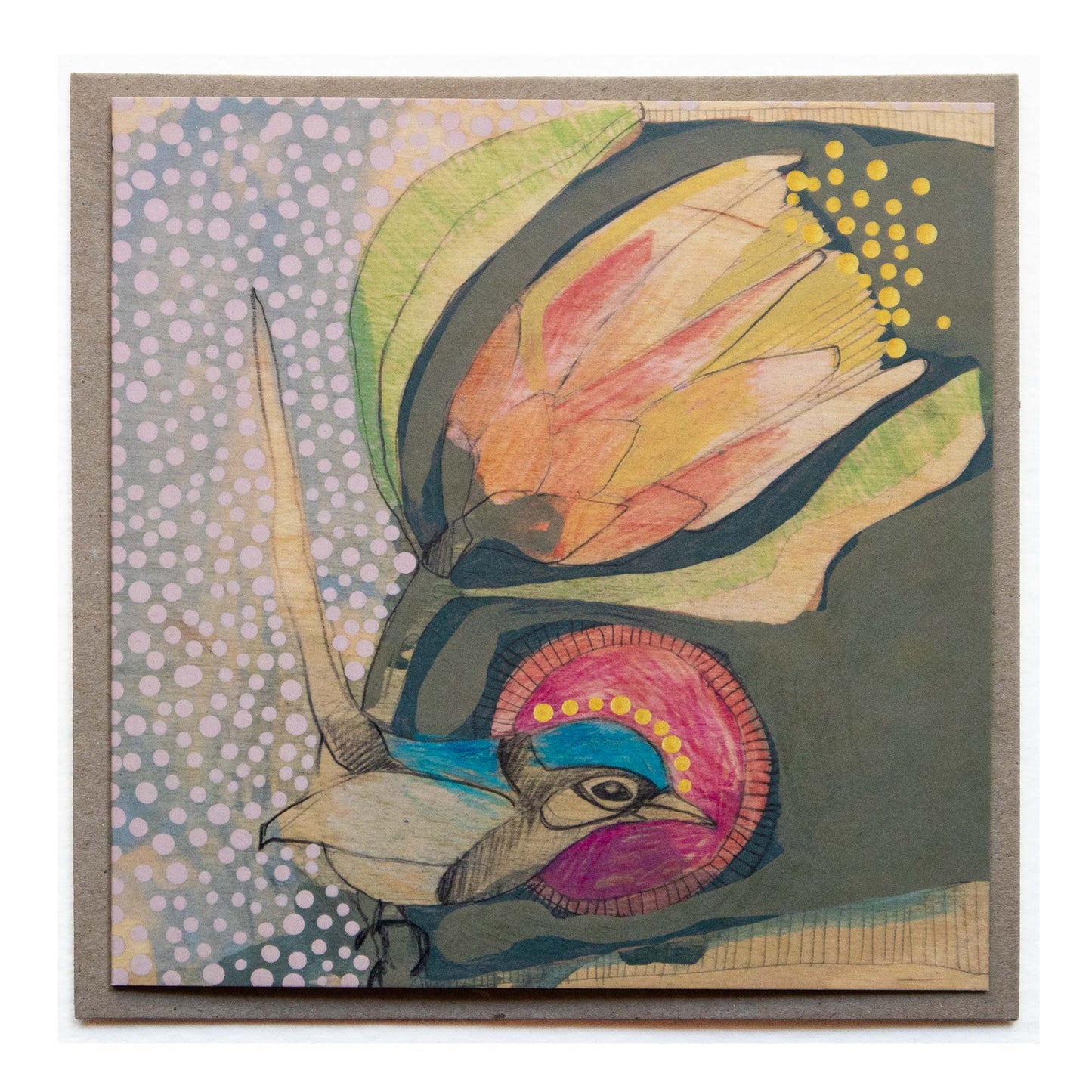 Blue Wren and Protea - Card