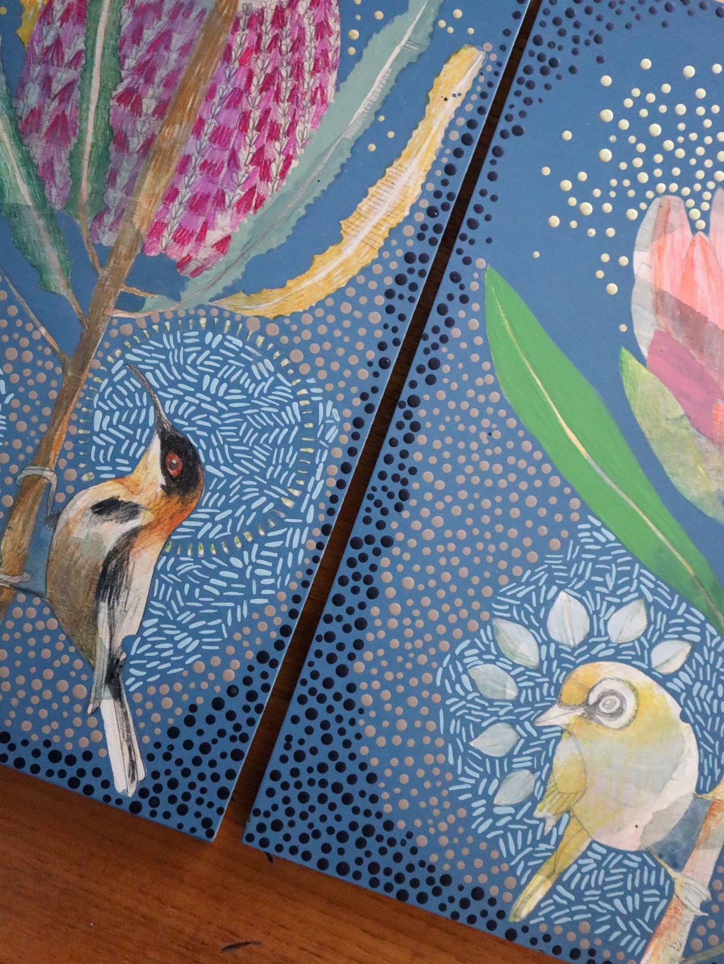 The Heart of Happiness - Eastern Spinebill and Banksia Menziesii Painting