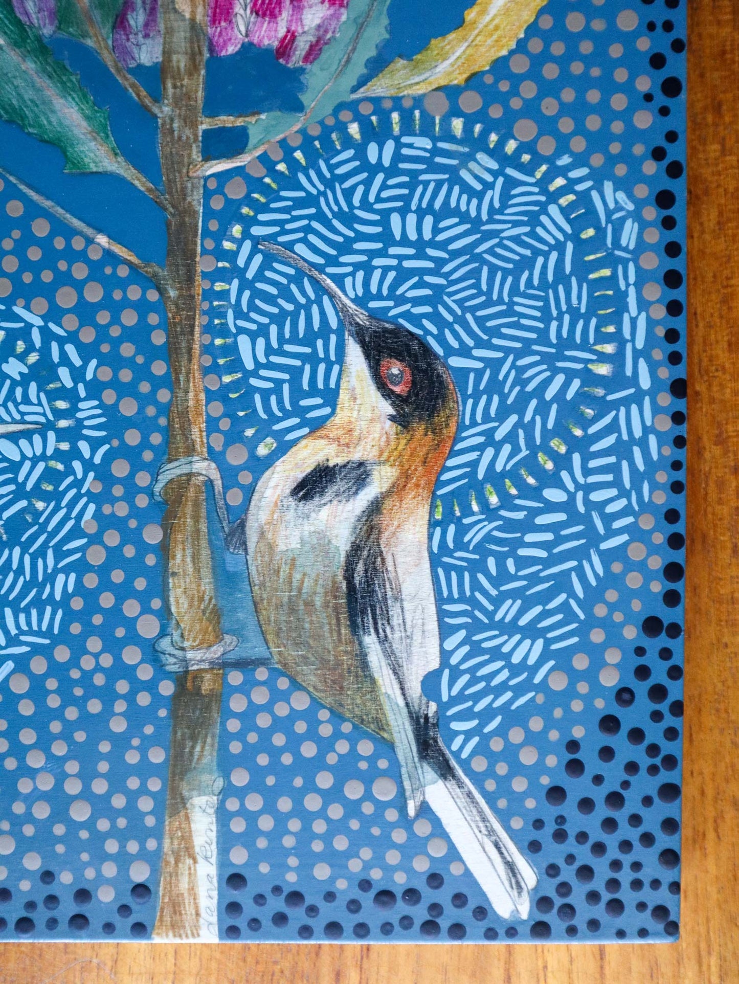 The Heart of Happiness - Eastern Spinebill and Banksia Menziesii Painting