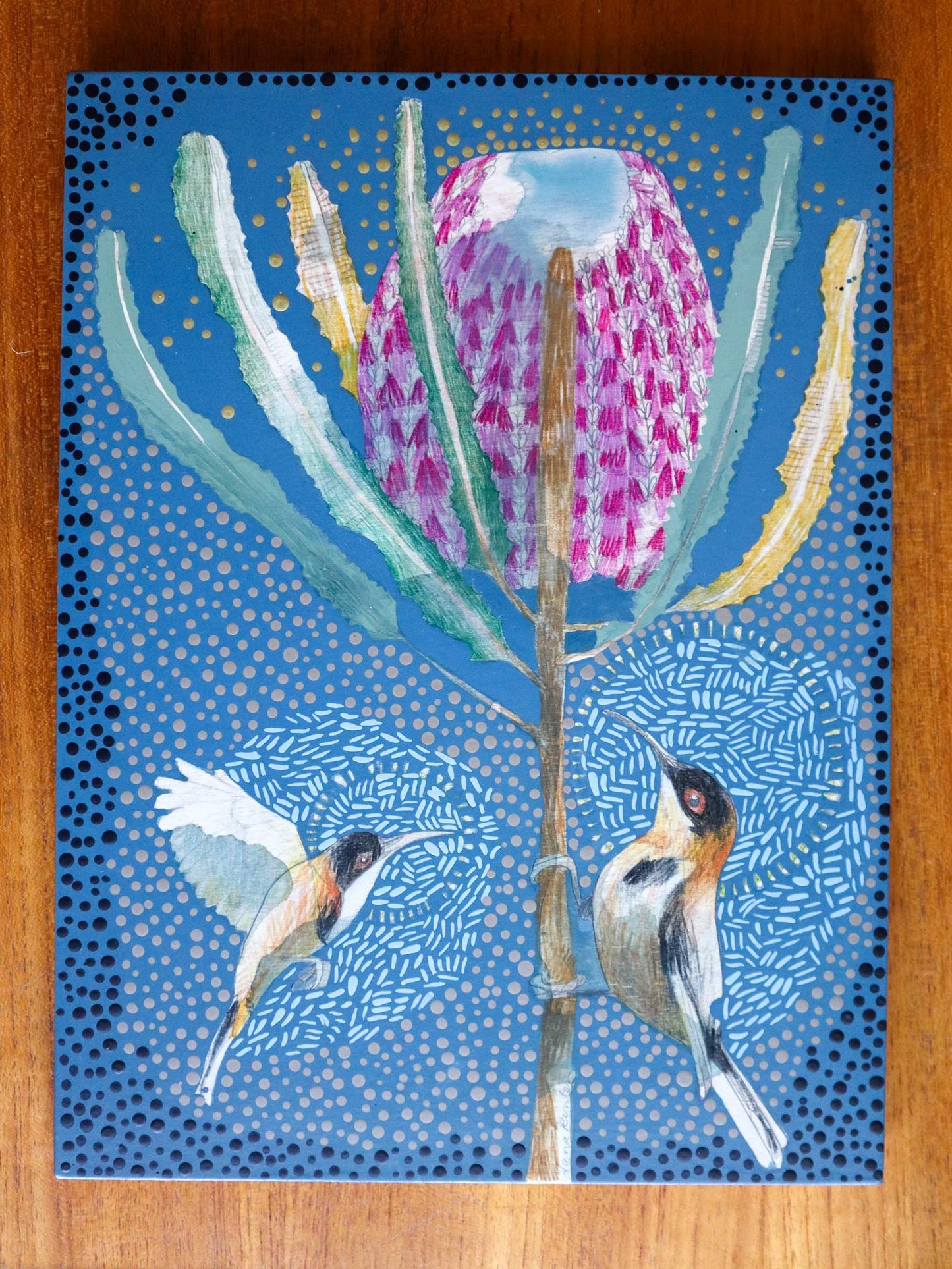 The Heart of Happiness - Eastern Spinebill and Banksia Menziesii Painting
