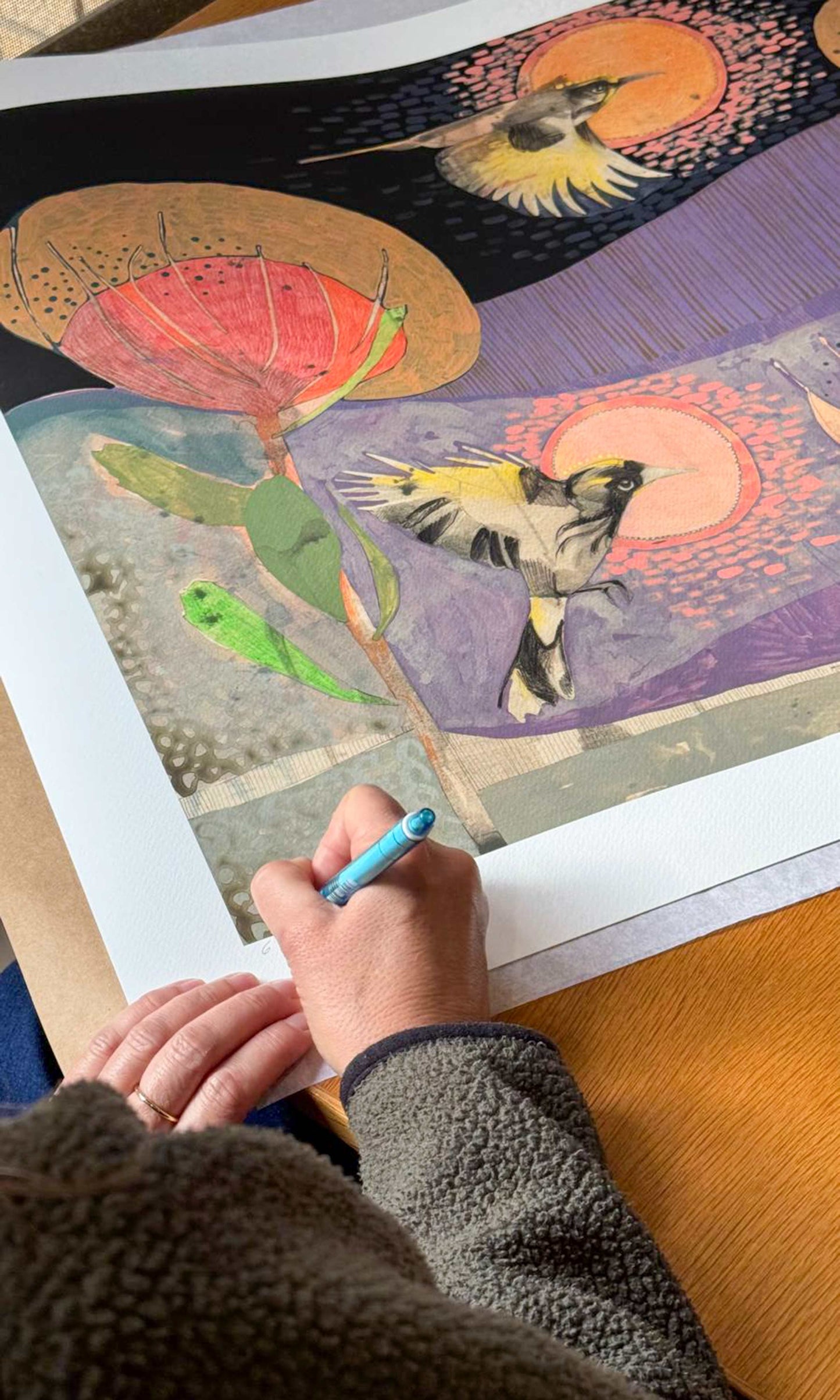 The Fluttering of Birds, New Holland Honeyeater and Pincushion - Edition Print