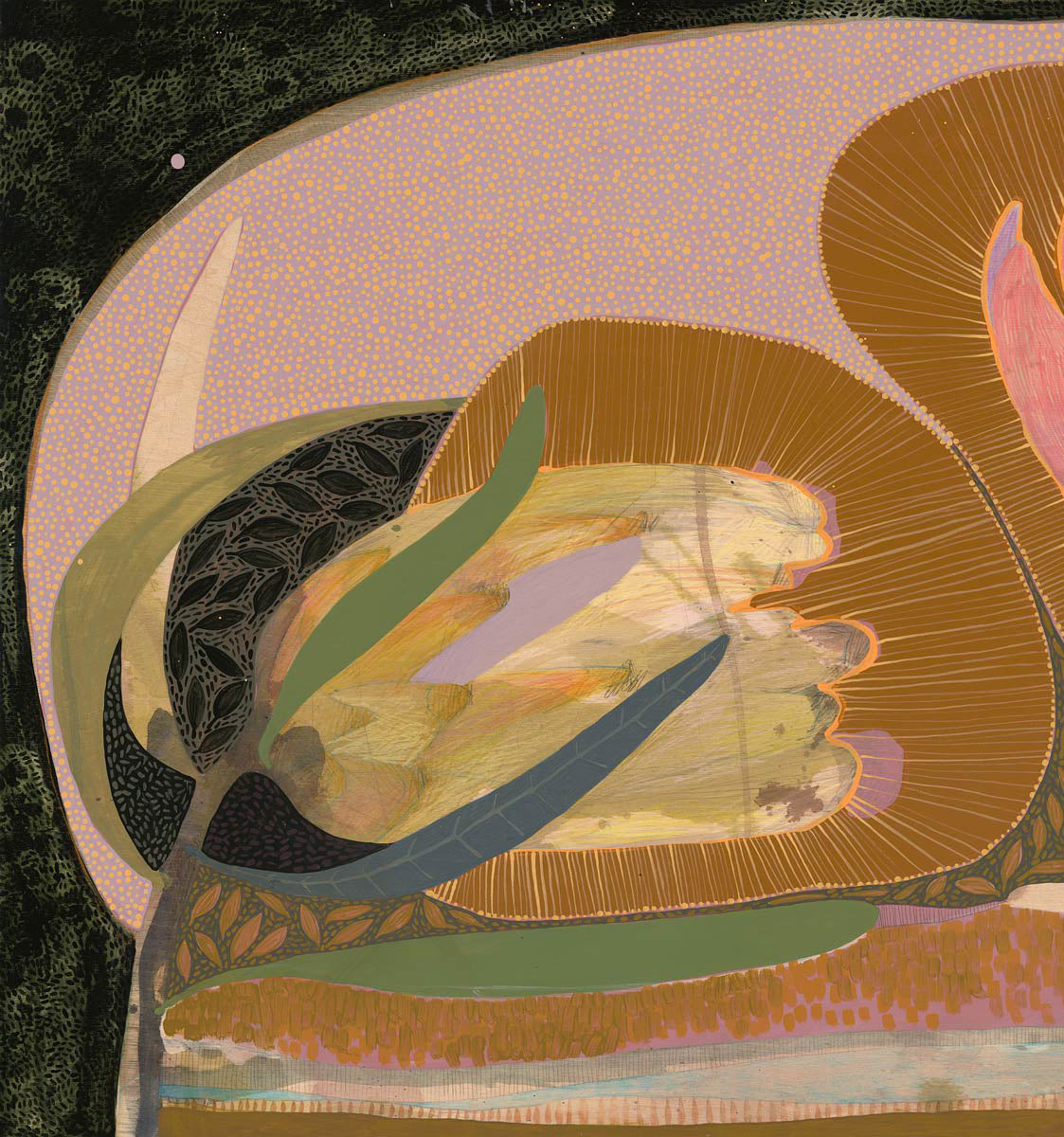 Dreams on the Wind - Golden Hawk and Pink Ice Protea - Painting