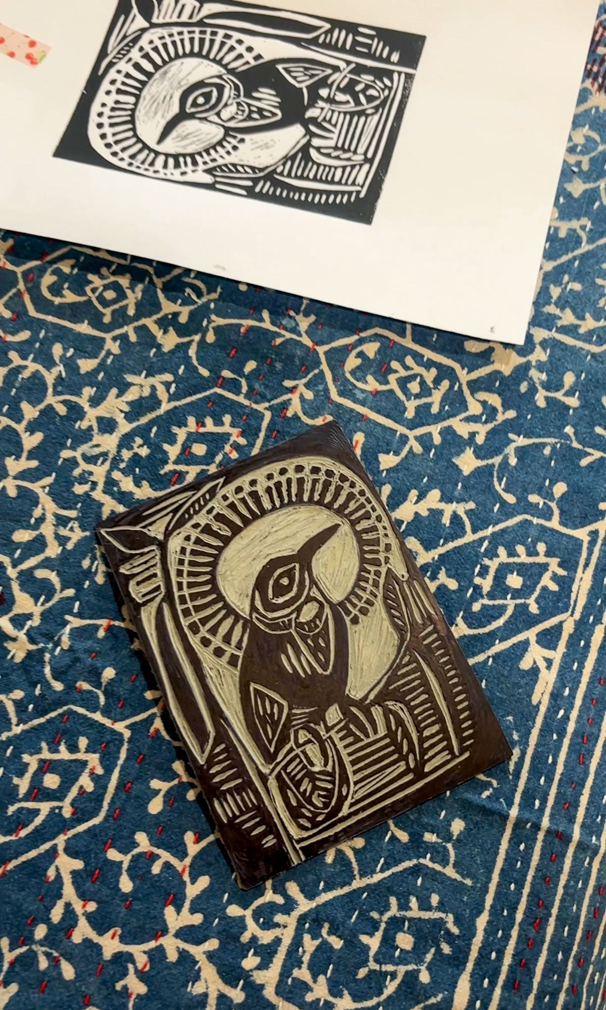 Eastern Spinebill Linocut 1