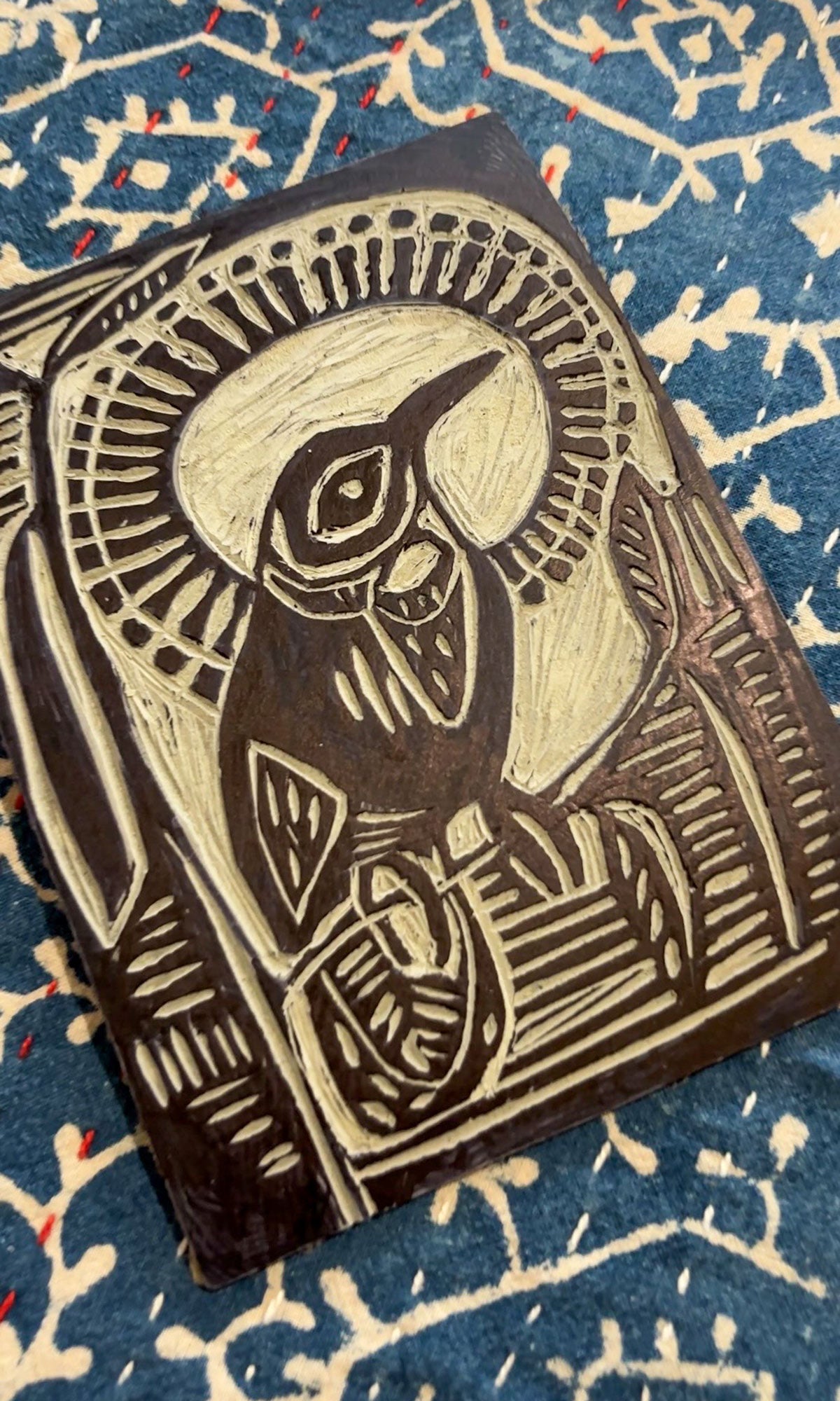 Eastern Spinebill Linocut 4