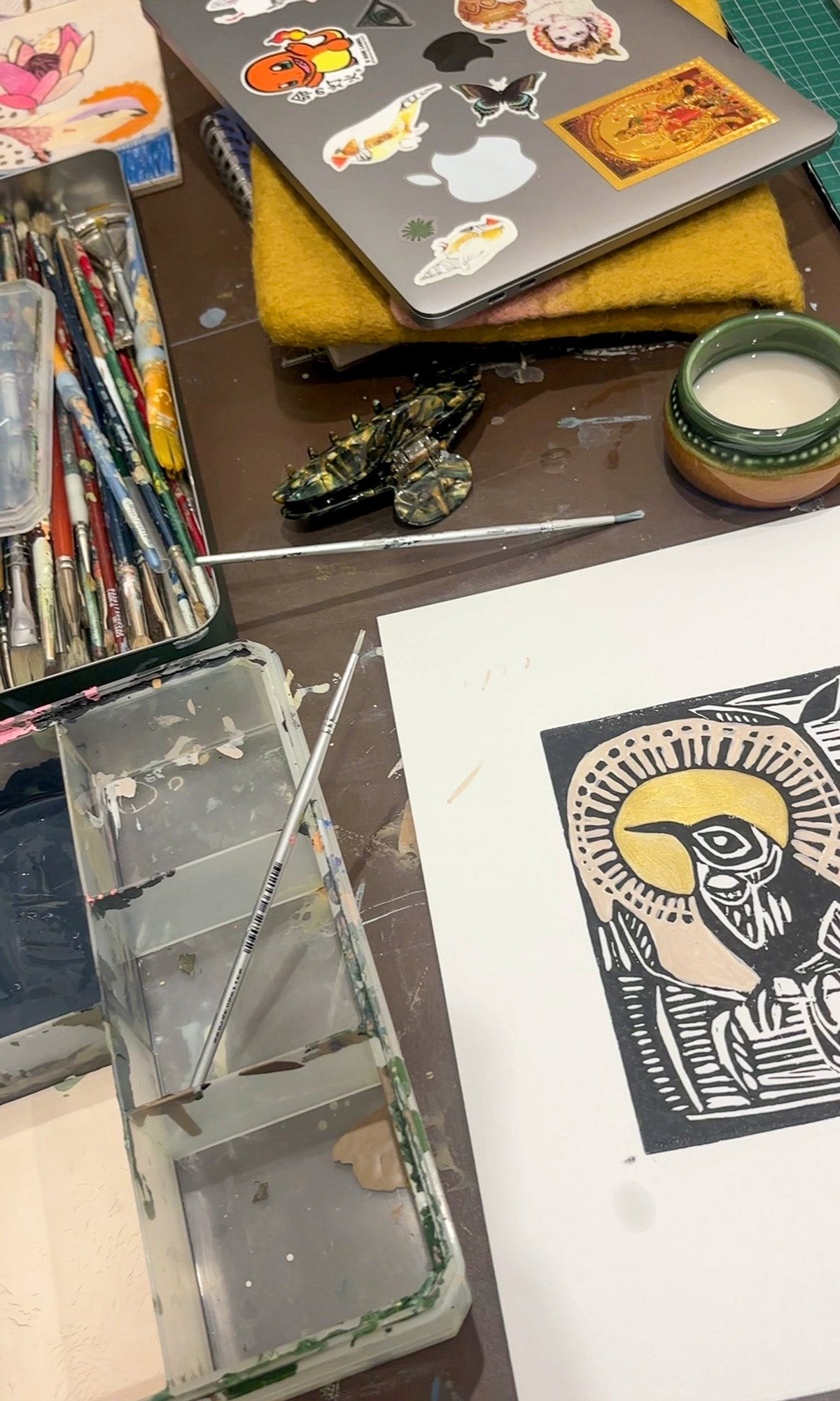 Eastern Spinebill Linocut 3