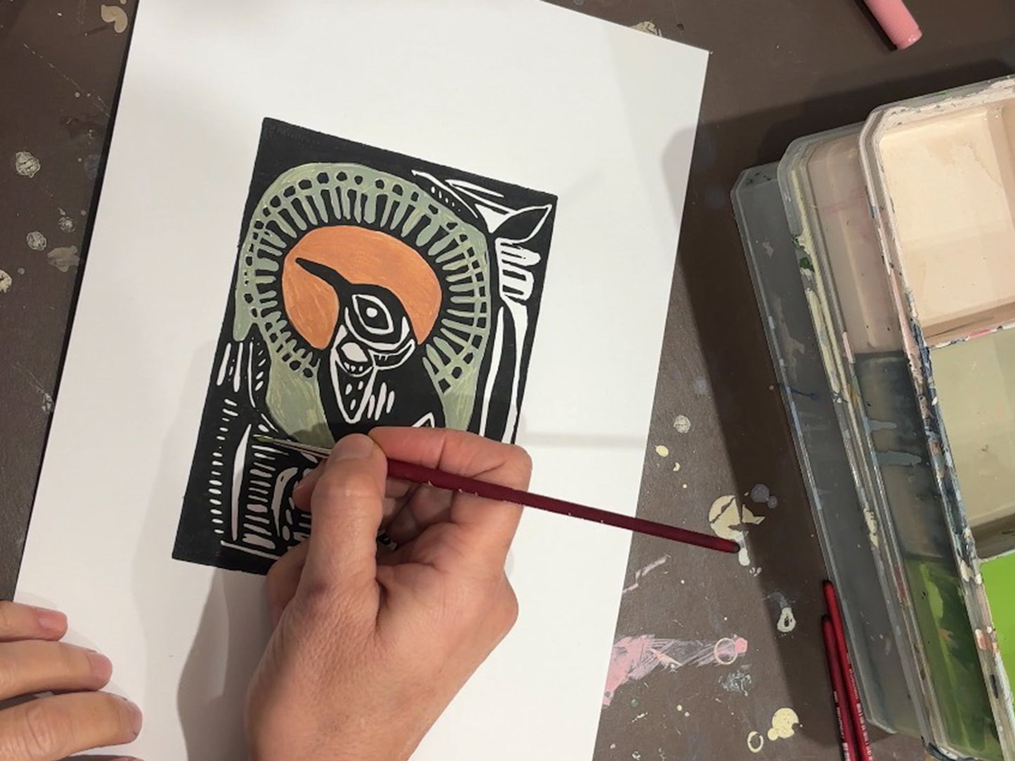 COMING SOON Eastern Spinebill Linocut 10